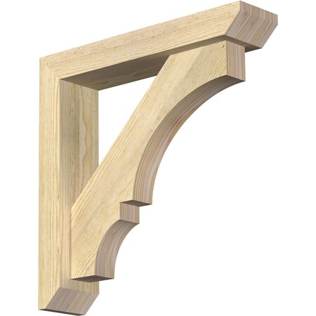 Ekena Millwork Balboa Slat Rough Sawn Bracket w/ Offset Brace, Douglas Fir, 4"W x 18"D x 18"H BKT0402X18X18BOA06RDF